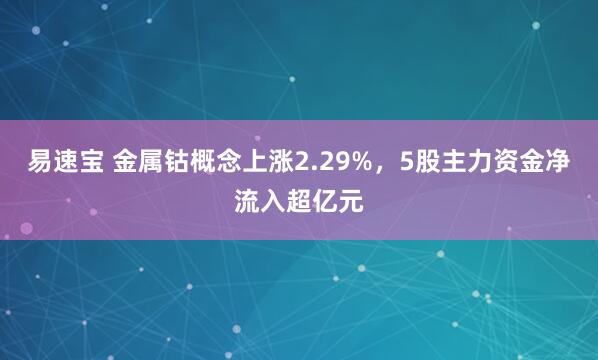 易速宝 金属钴概念上涨2.29%，5股主力资金净流入超亿元
