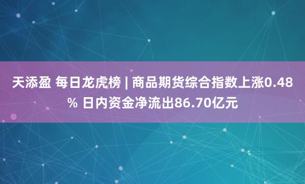 天添盈 每日龙虎榜 | 商品期货综合指数上涨0.48% 日内资金净流出86.70亿元